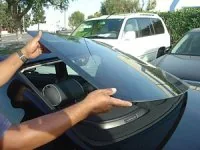 Back window auto glass work